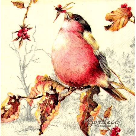 Serwetka decoupage firmy IHR ptaszek różowy 25x25cm